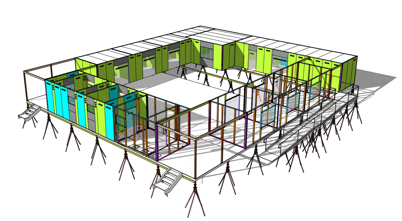 Panel layout drawing showing a project with Panelok flat pack building systems